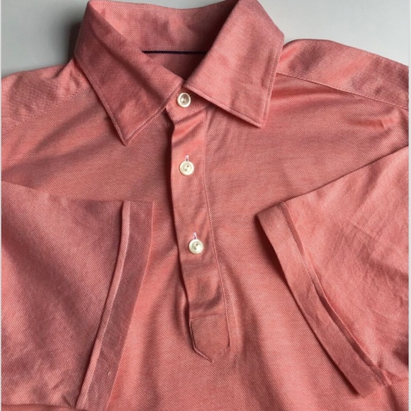 ETON  Slim  solid pinky orange , button down Polo shirt Sz  S  made in Europe - Picture 1 of 8